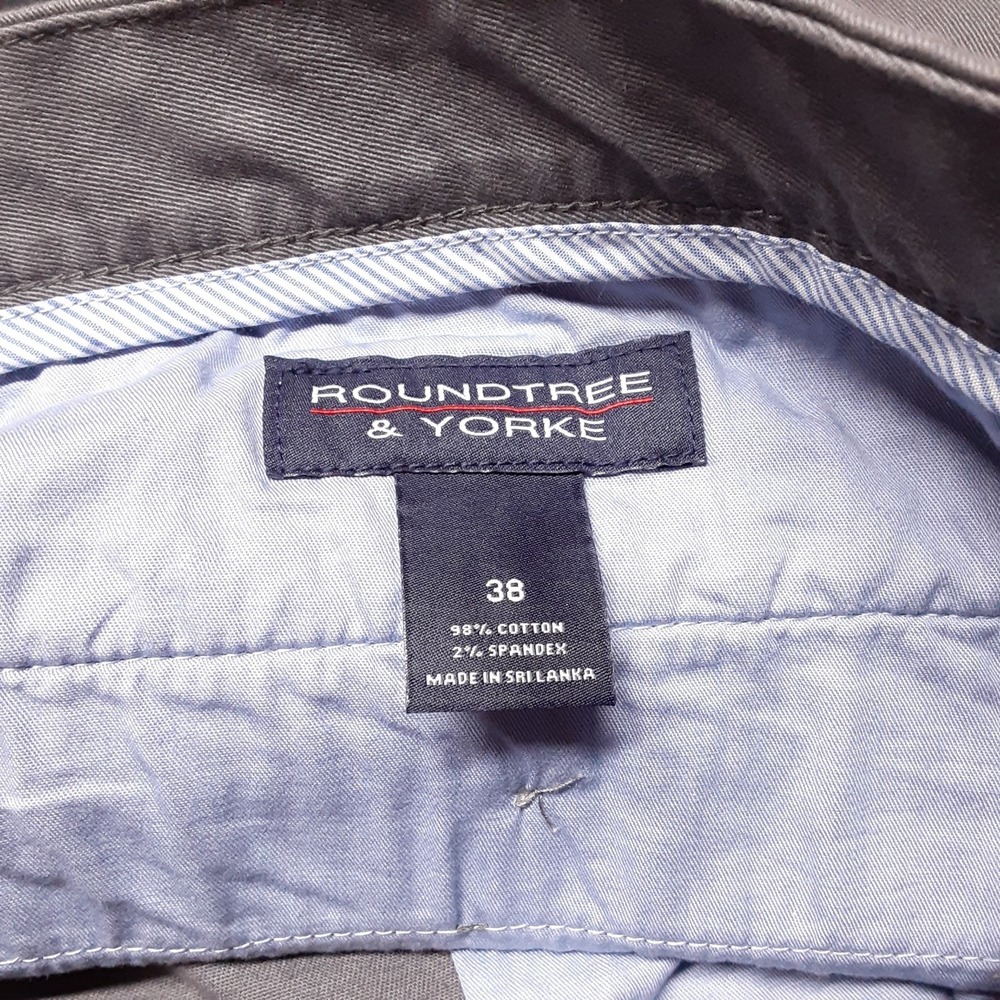 Roundtree & Yorke Casuals Mens Flat Front Chino Shorts 38 Gray 9" Inseam Stretch - Picture 5 of 9